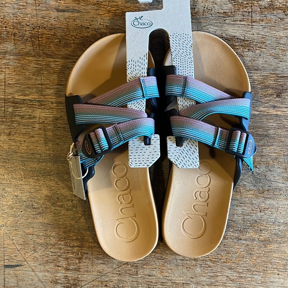 Chaco Chillos Slides Rising Teal Mens Sizes NWT - Picture 2 of 5